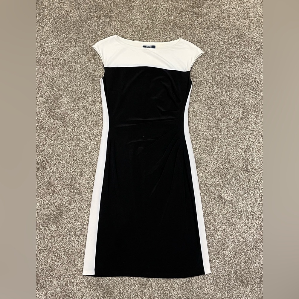 Chaps Black and White Midi Dress